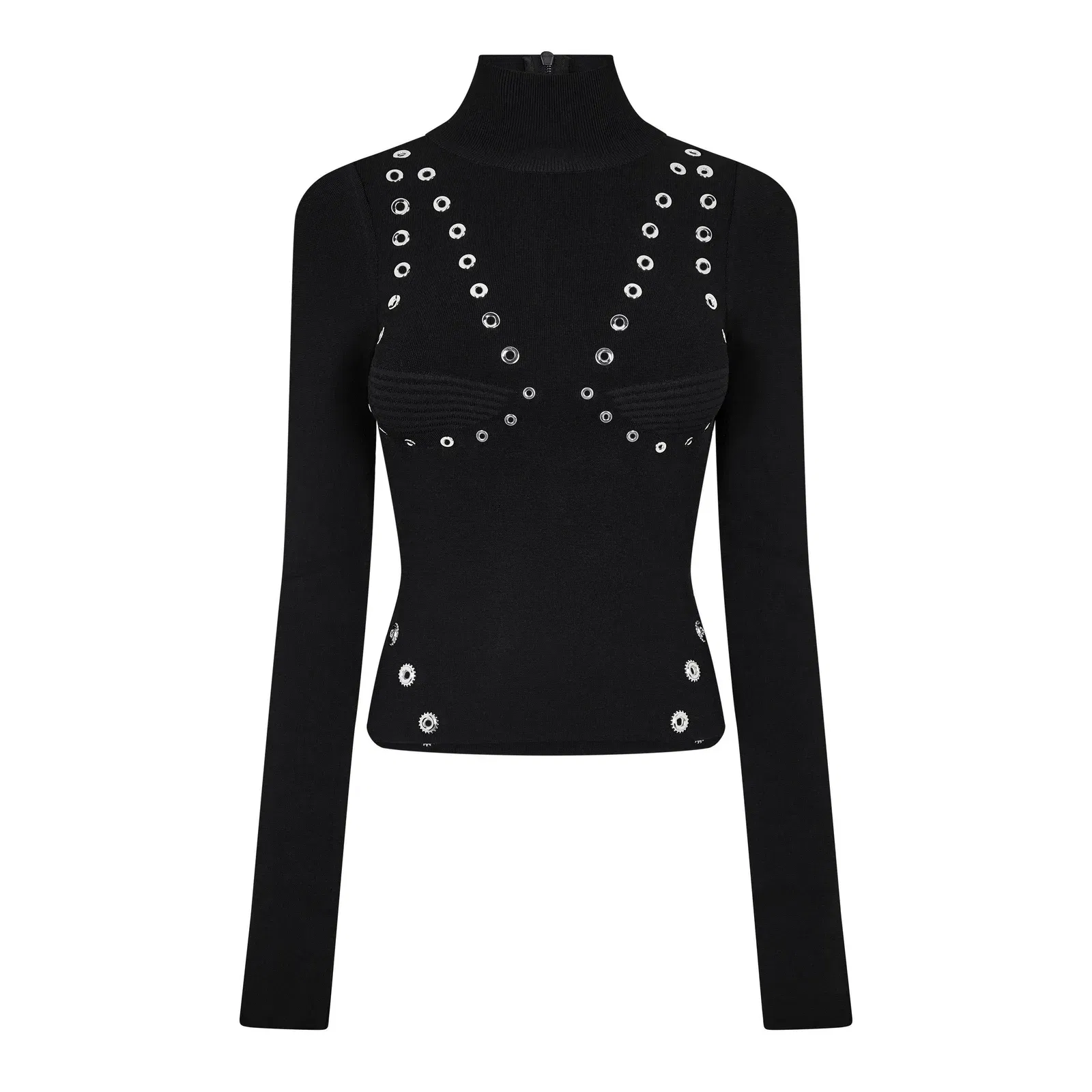 Eylts Mock Neck Viscose Long Sleeve Embellished Jumper