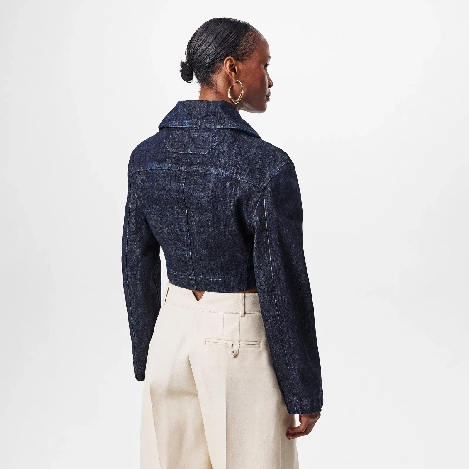 Marino Cotton Cropped Long Sleeve Denim Jacket