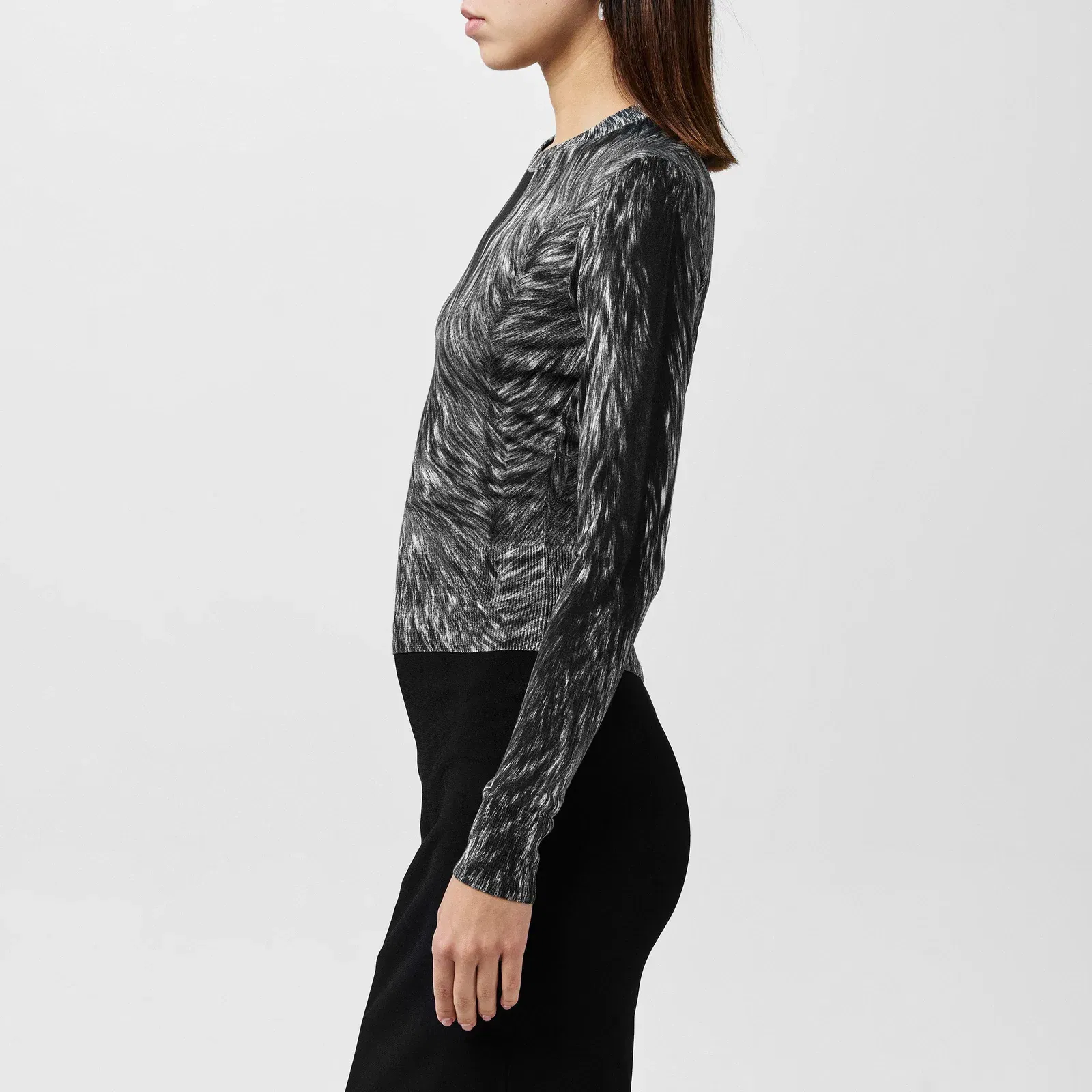 Pattern Print Knitted Crew Neck Jumper