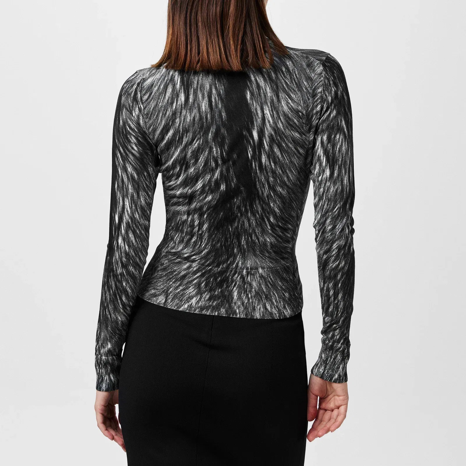 Pattern Print Knitted Crew Neck Jumper
