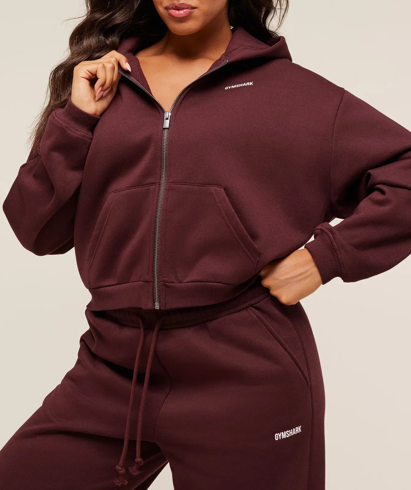 Gymshark Cosy Luxe Zip Through Hoodie - Rich Maroon