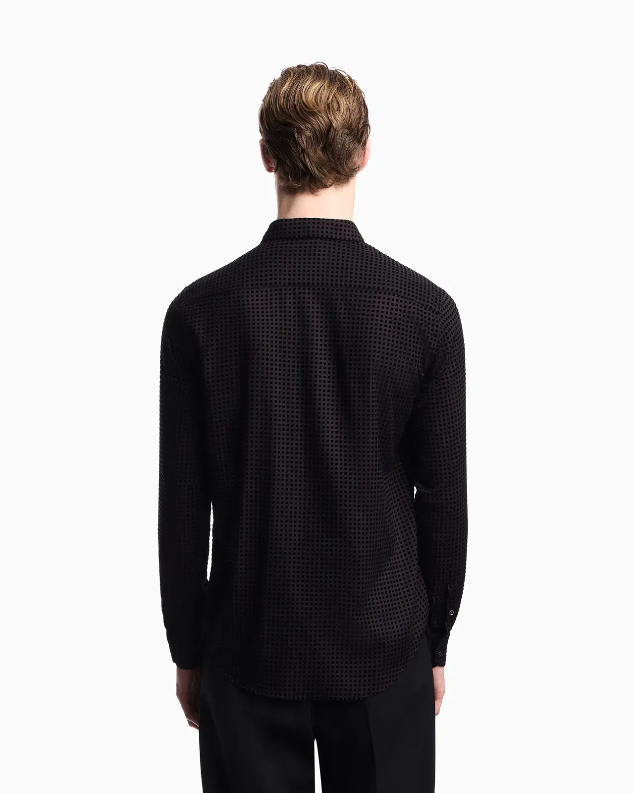 Emporio Armani Micro-check flocked viscose shirt