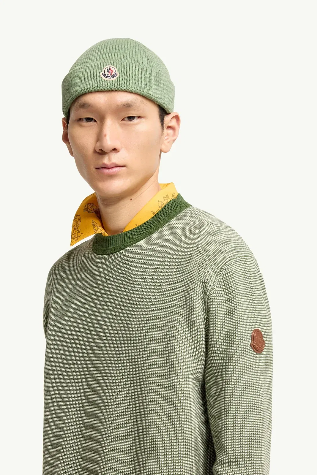 Moncler Leather Logo Cotton Sweater Dark Green Dark Green