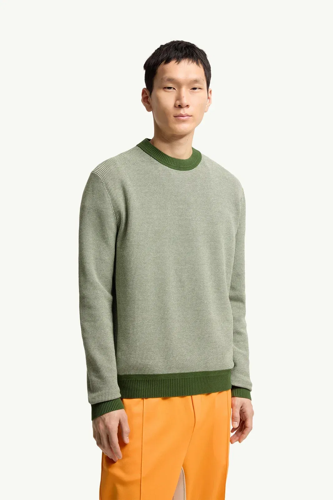 Moncler Leather Logo Cotton Sweater Dark Green Dark Green