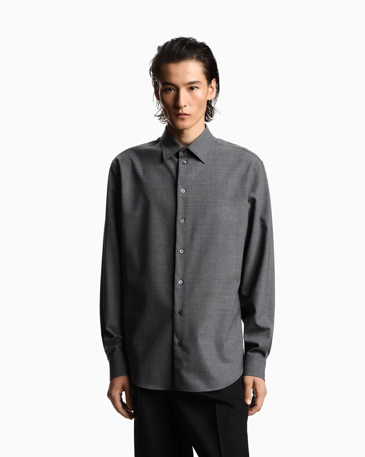 Emporio Armani Soft-finish virgin-wool canvas shirt