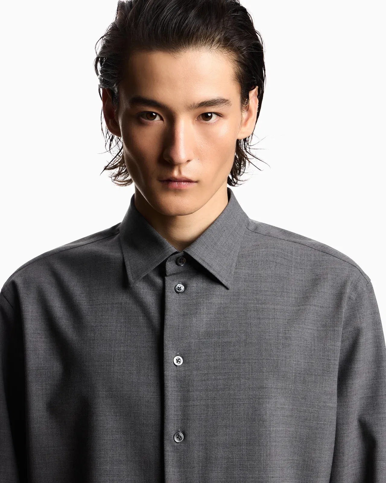 Emporio Armani Soft-finish virgin-wool canvas shirt