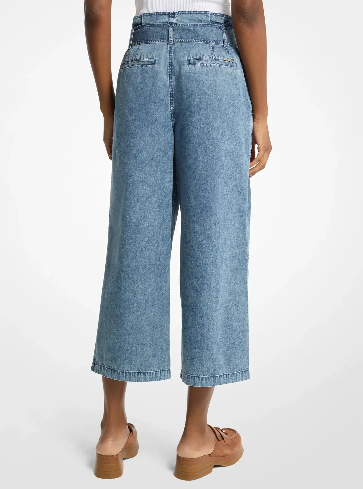 Michael Kors Denim Cropped Paperbag Pants DUSK BLUE WASH