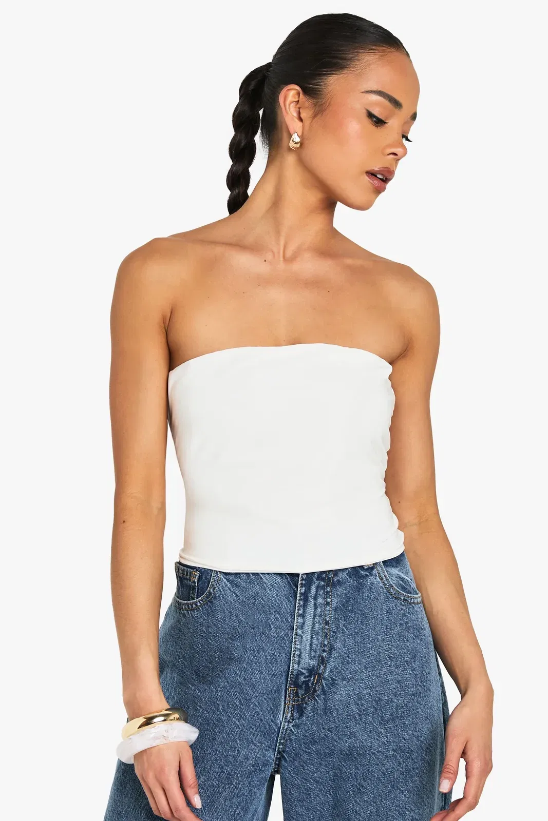 Double Layer Slinky Double Layer Bandeau Top