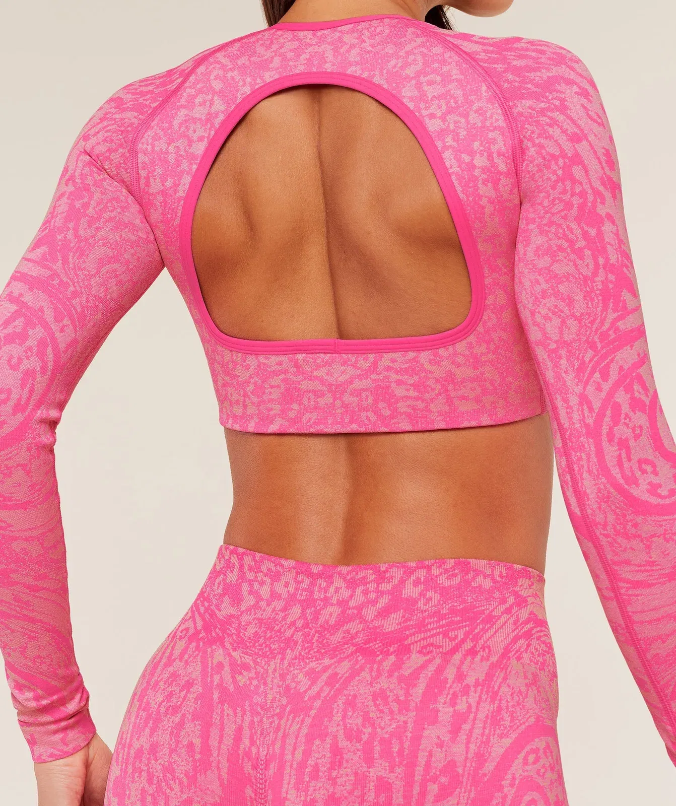Gymshark Adapt Animal X Whitney Long Sleeve Crop Top - Electric Pink /  Sorbet Yellow