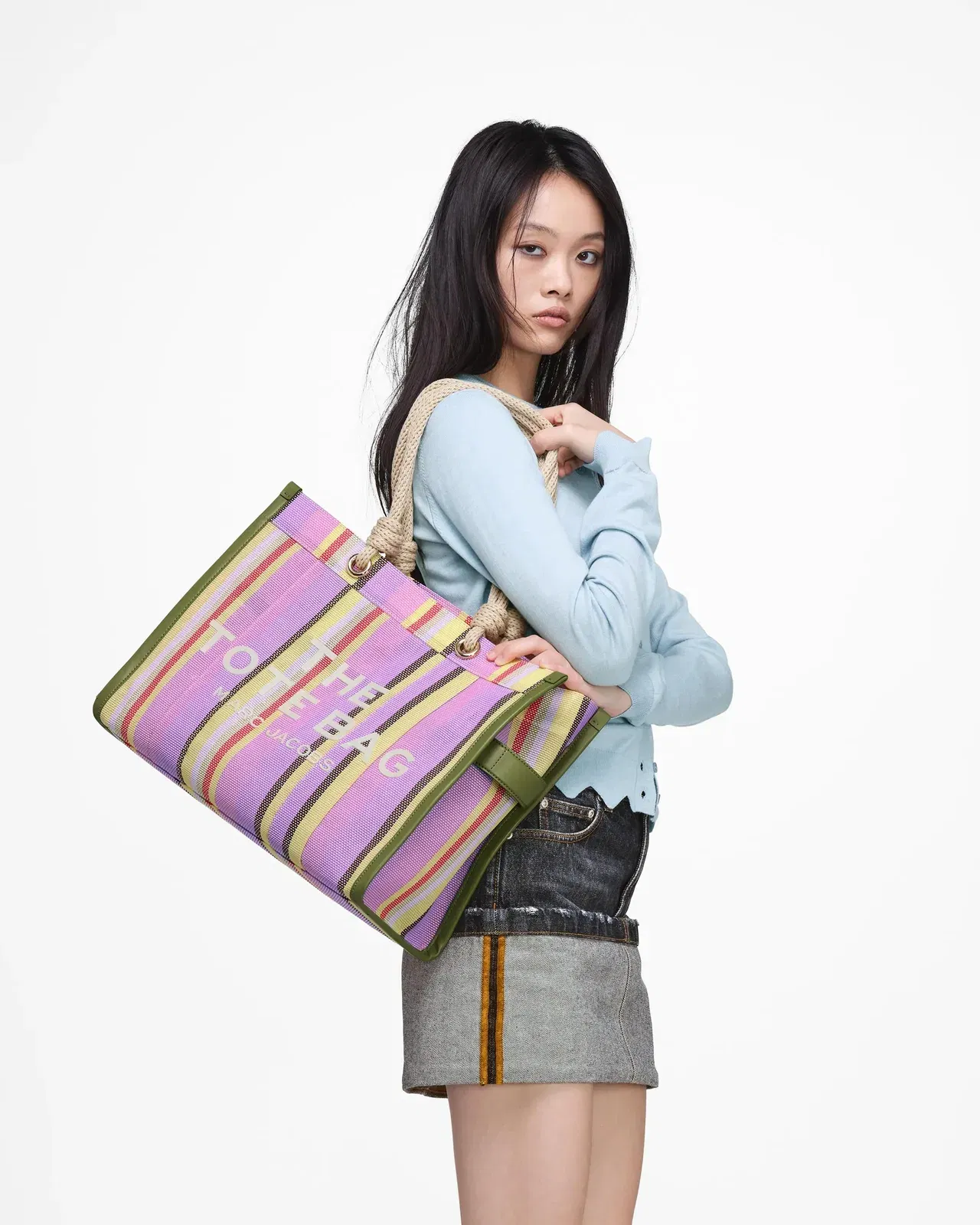 The Stripe Mesh Large Tote Bag