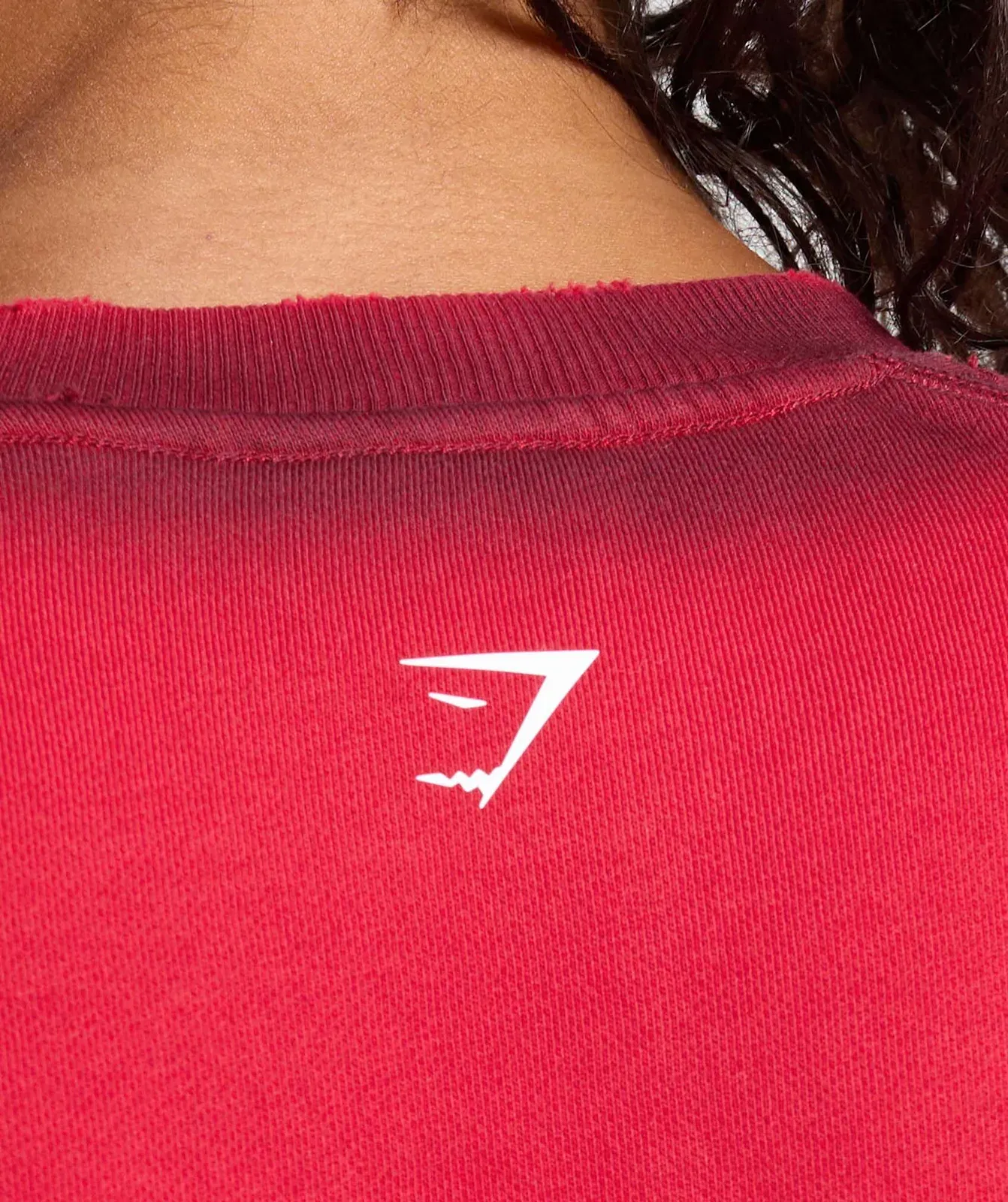 Gymshark Gains Washed Loopback Crew Neck - Conditioning Red/Sets Red