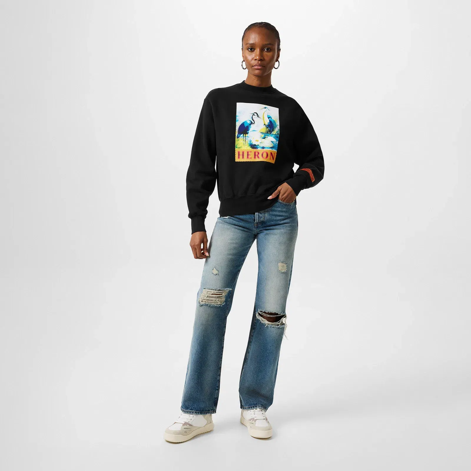 Halftone Graphic Crew Sweatshirt