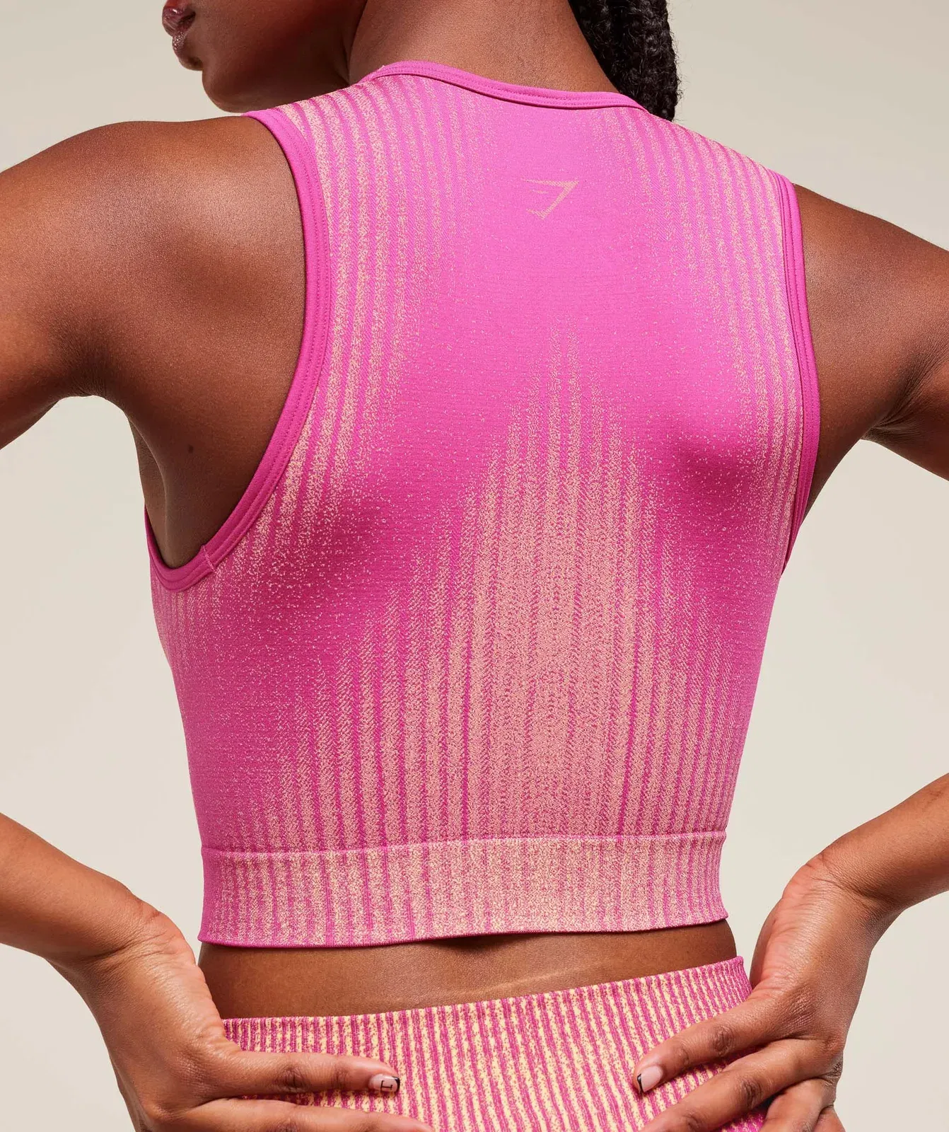 Gymshark Diffuse Seamless Cropped Tank - Winning Pink/Refresh Yellow