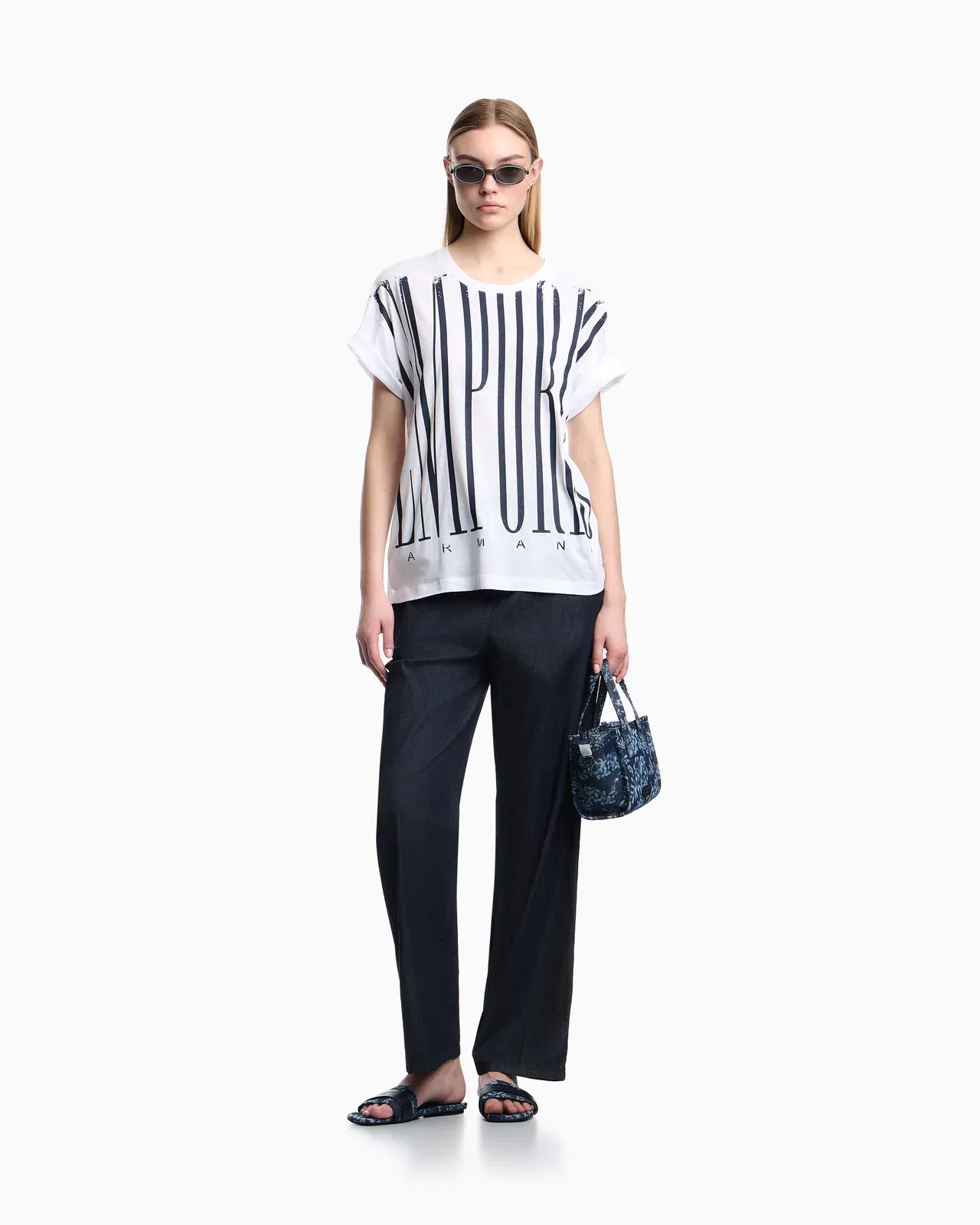 Emporio Armani Lightweight jersey T-shirt with oversized Emporio lettering