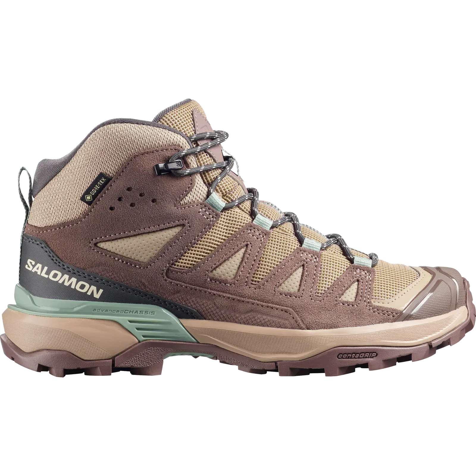 Salomon X Ultra 360 Leather Mid Gore-Tex Hiking & Backpacking Shoes Womens Desert Tan