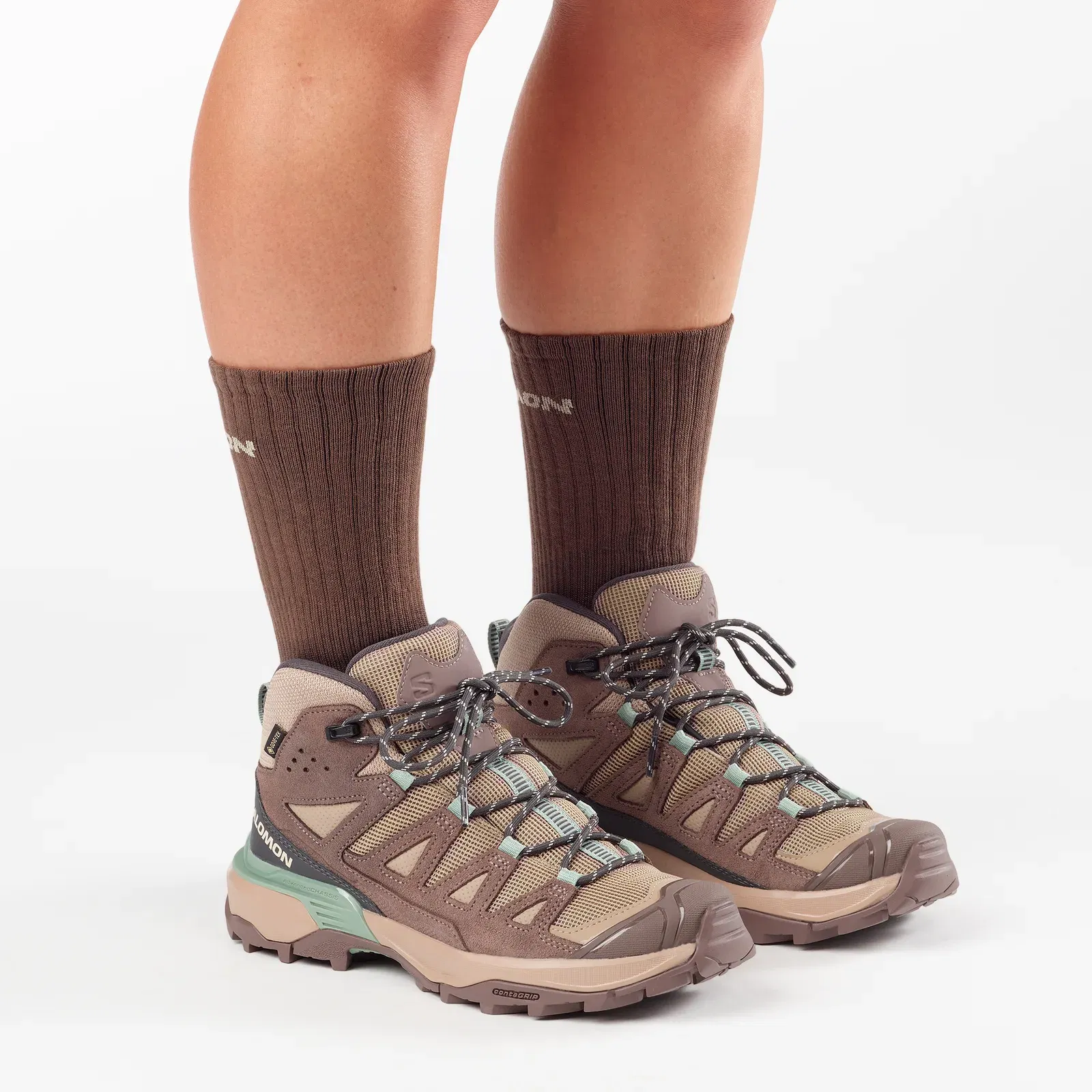 Salomon X Ultra 360 Leather Mid Gore-Tex Hiking & Backpacking Shoes Womens Desert Tan