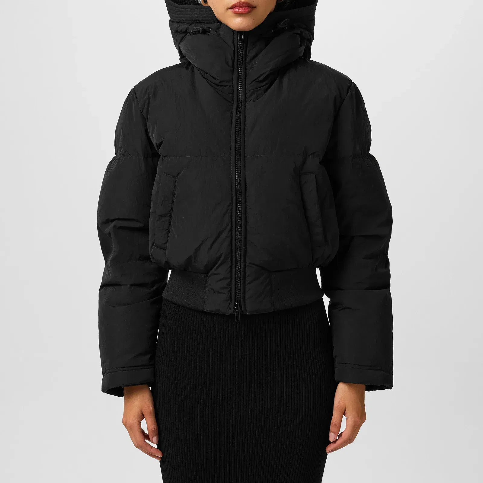 Hooded Cropped Long Sleeve Short Puffer Jacket