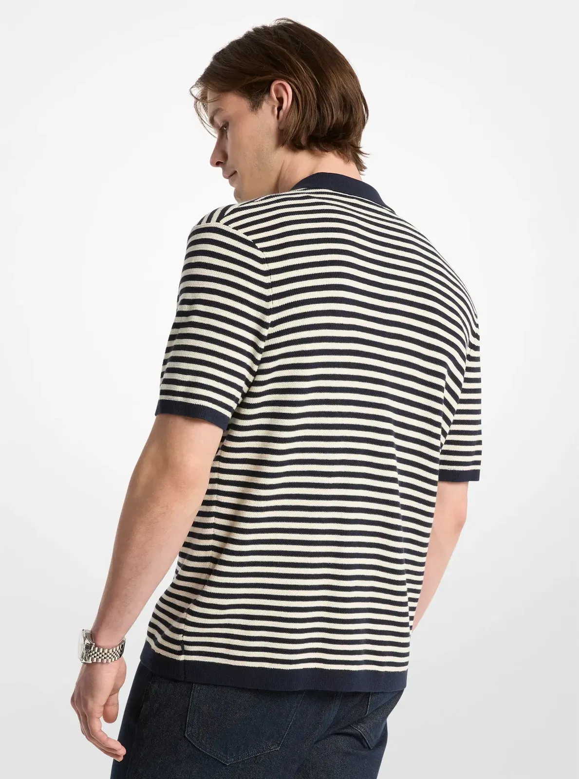 Michael Kors Striped Knit Shirt LT CREAM