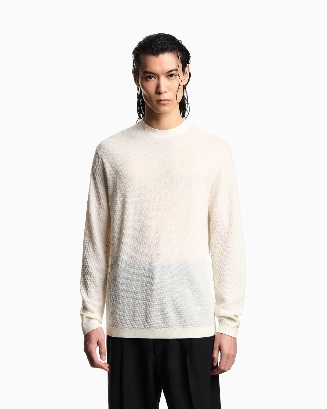 Emporio Armani Virgin-wool jumper with a check motif