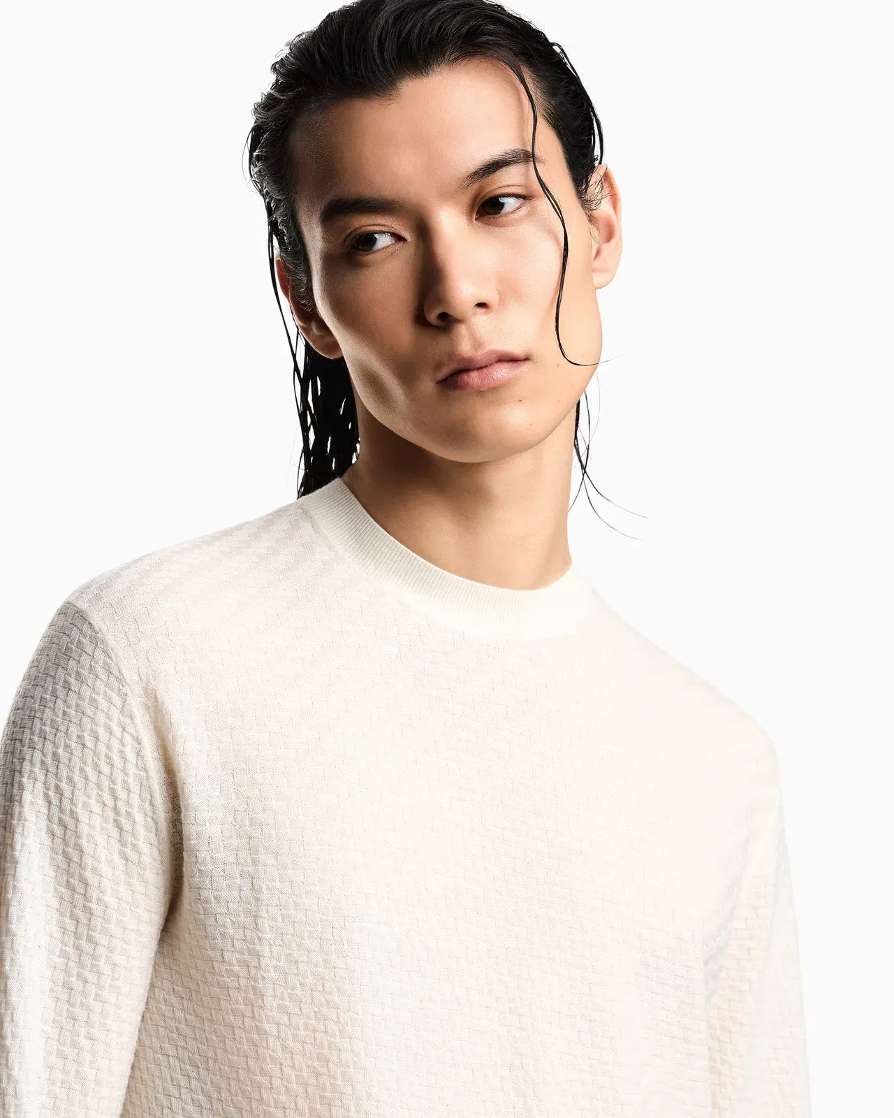 Emporio Armani Virgin-wool jumper with a check motif