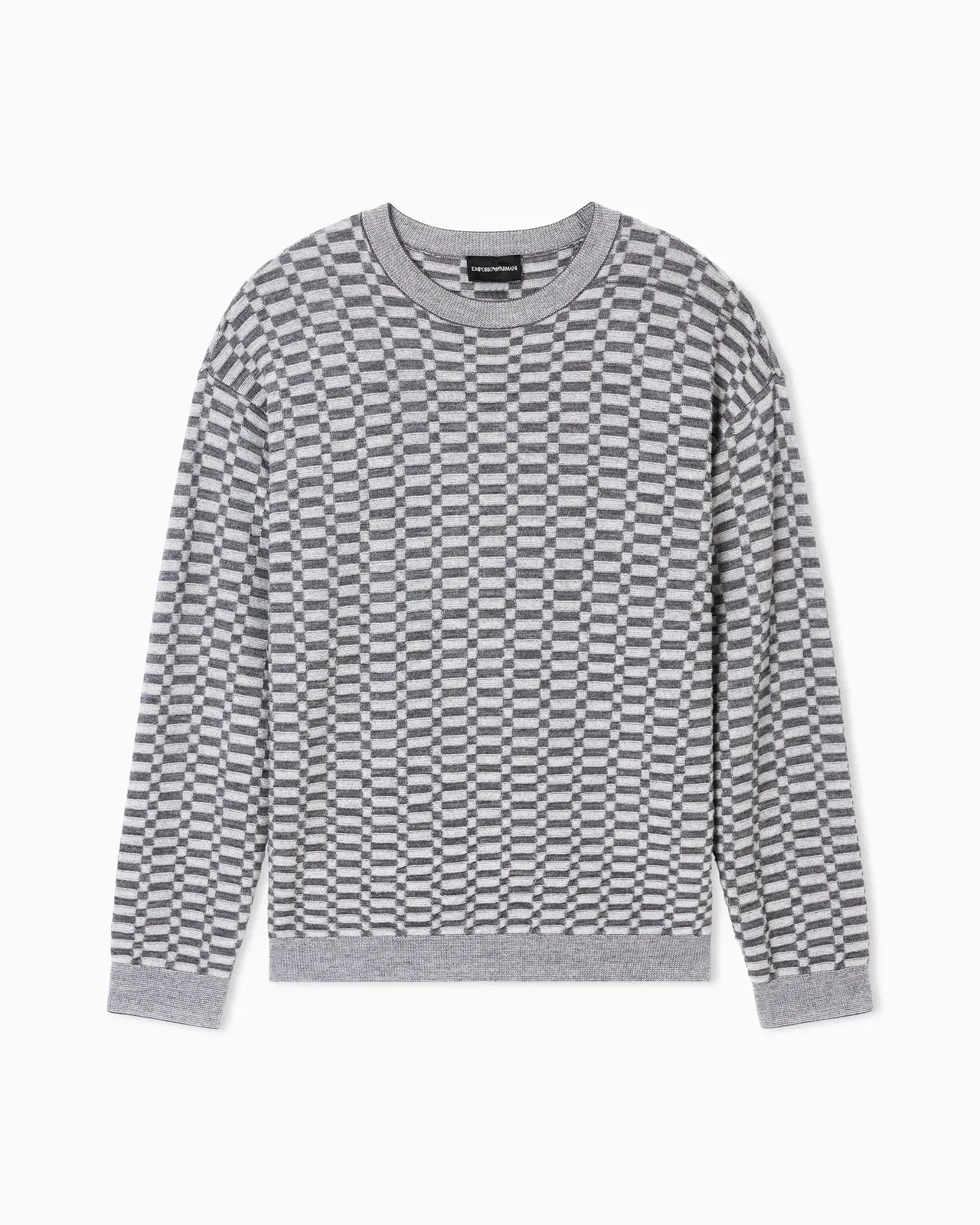 Emporio Armani Op-art textured virgin wool jumper
