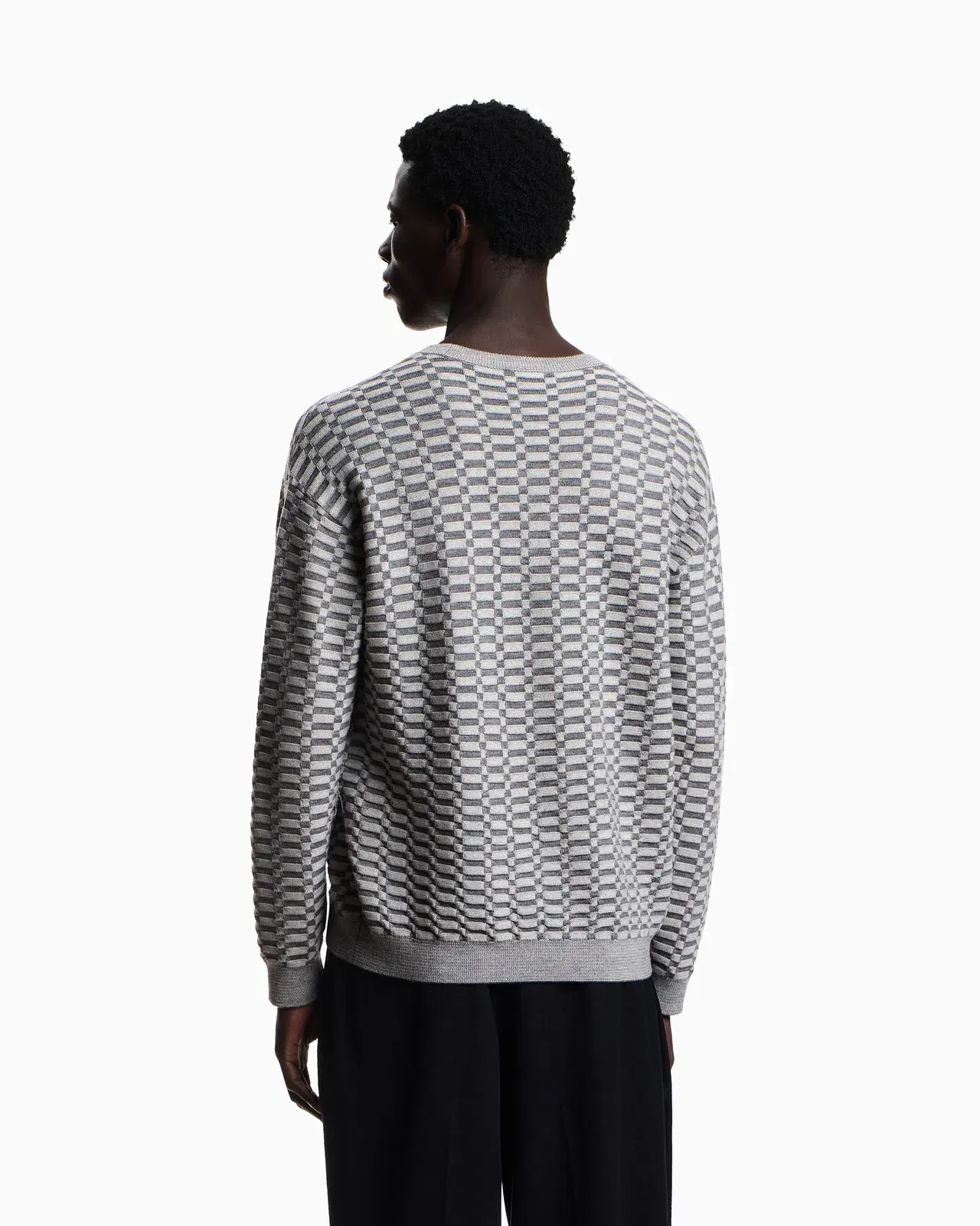 Emporio Armani Op-art textured virgin wool jumper