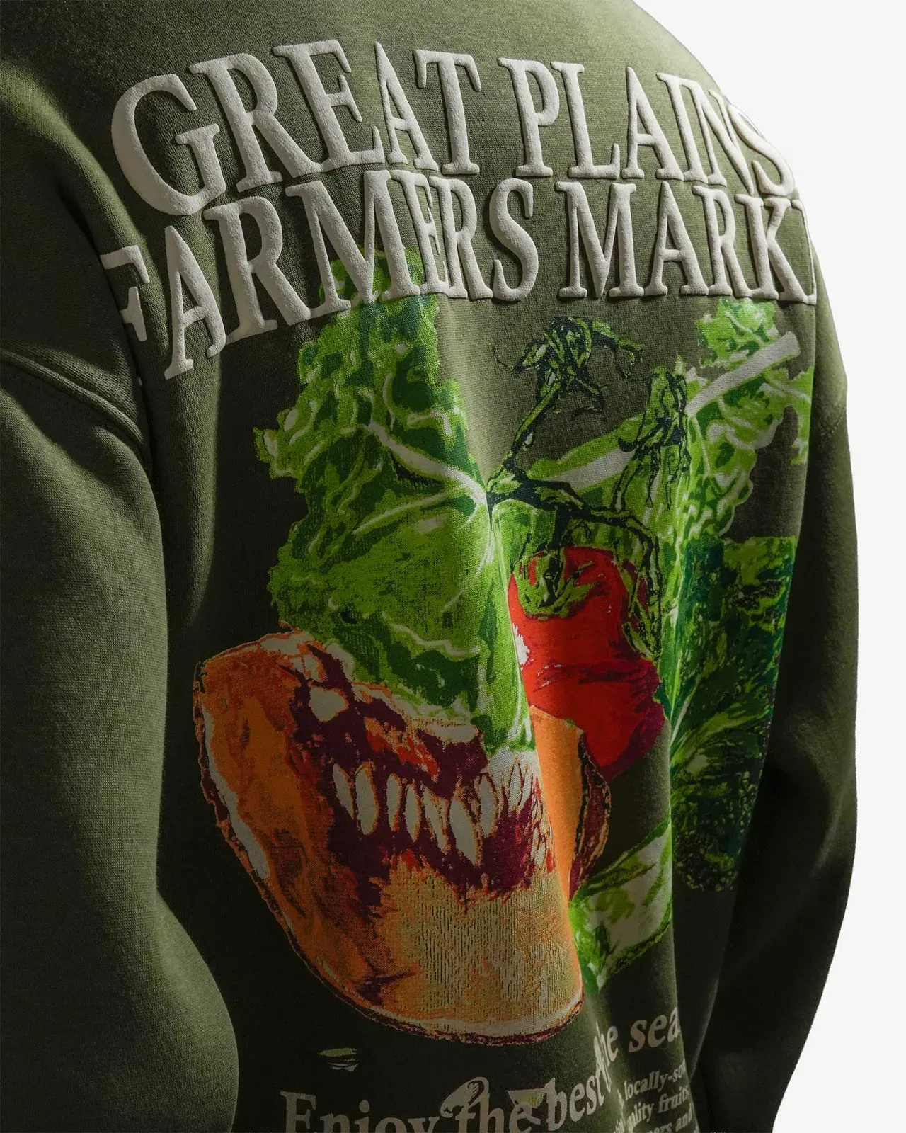 Farmer's Market - Olive Oversized Printed Sweatshirt