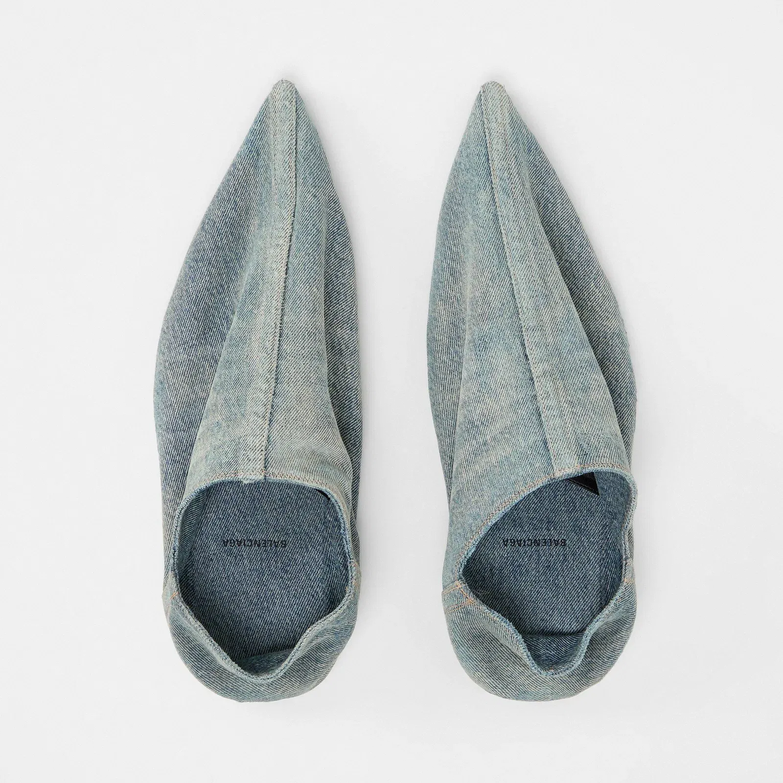 Pointed Denim Mules
