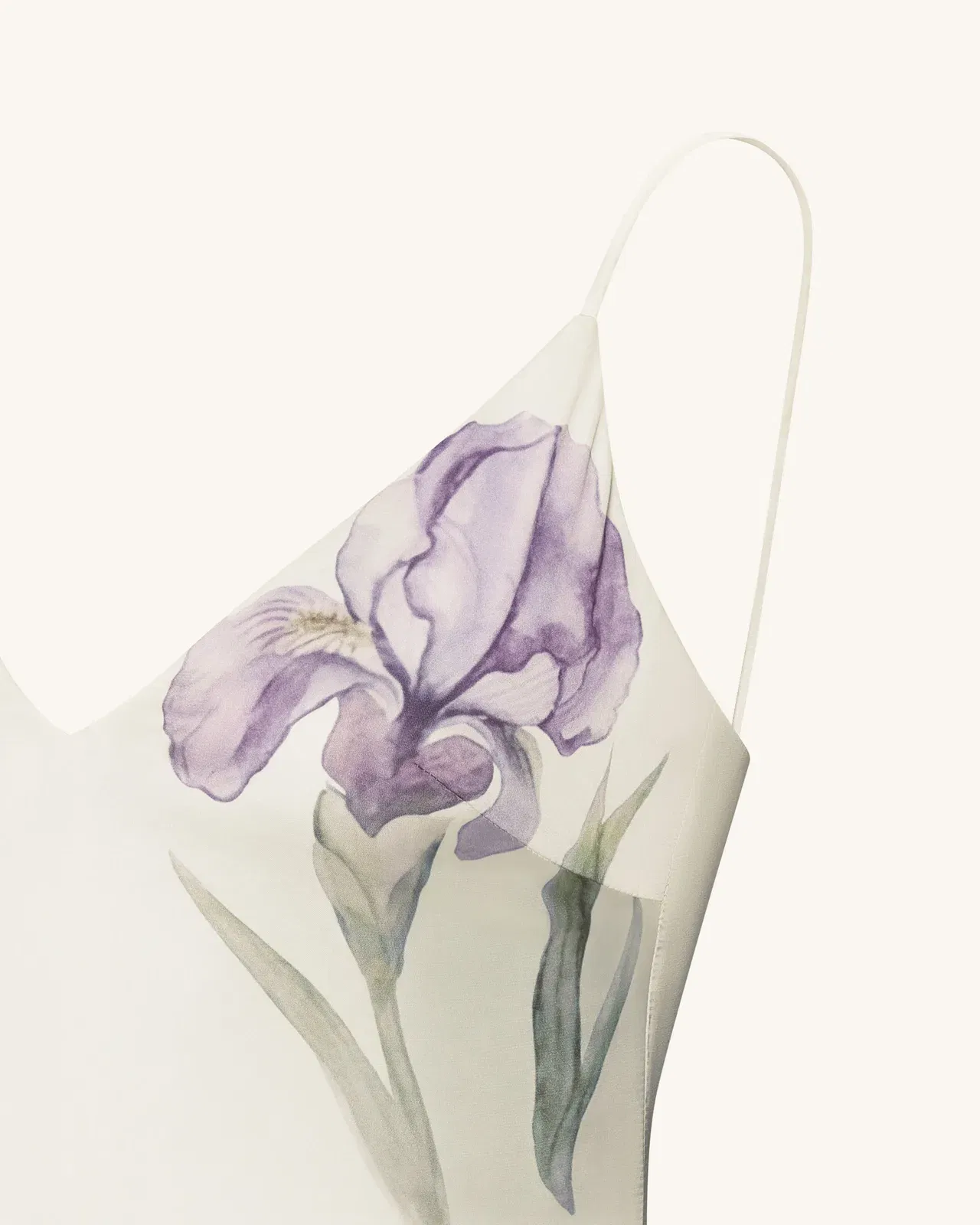 Iris Motif Satin Slip Gown - White