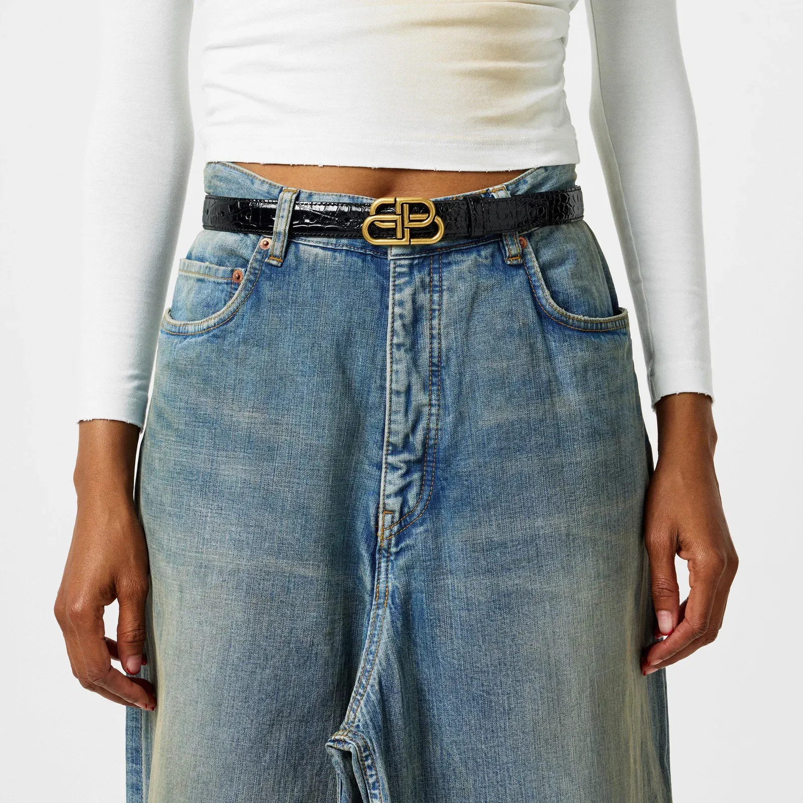 Bb Thin Croc Belt