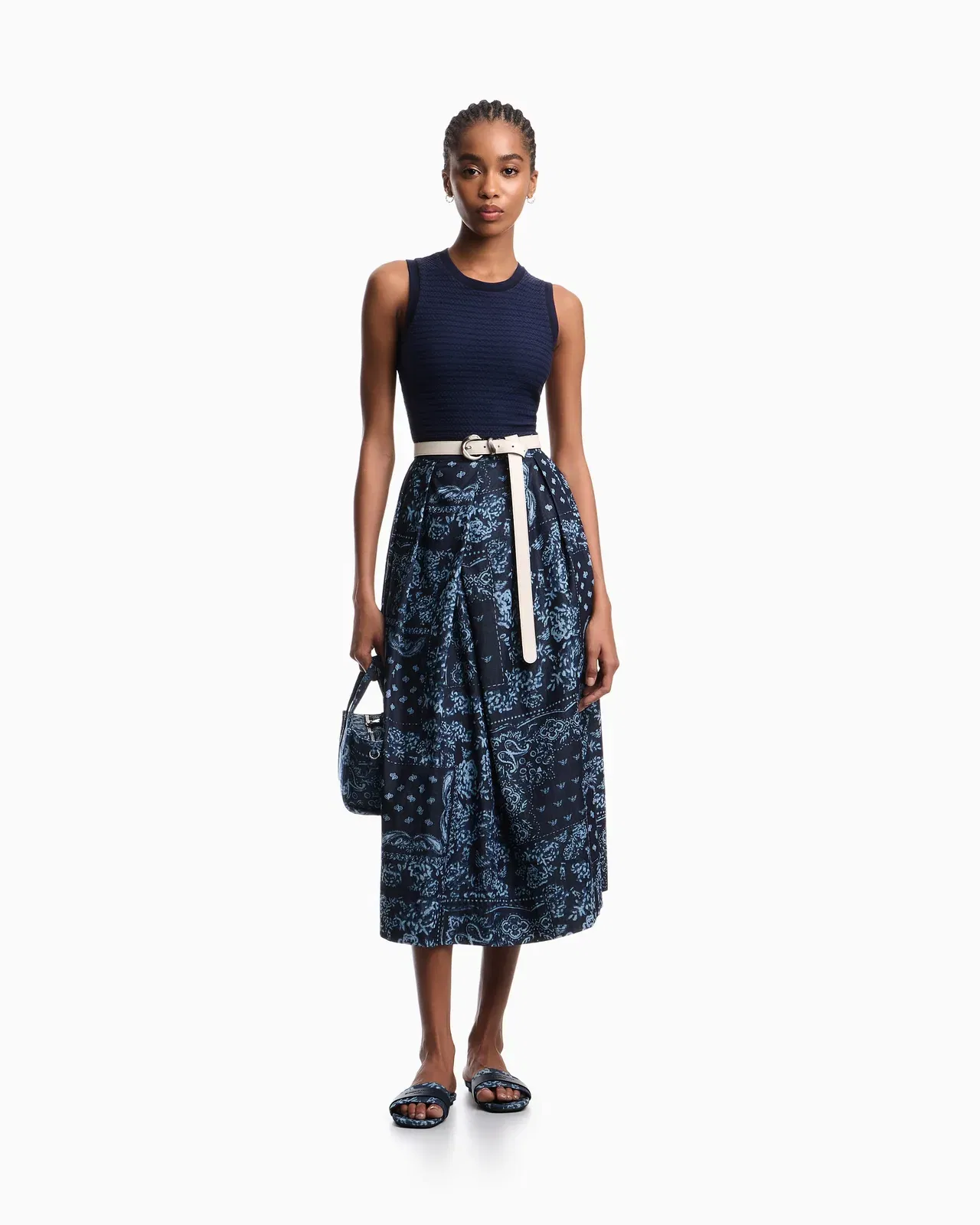 Emporio Armani Bandana print chambray skirt