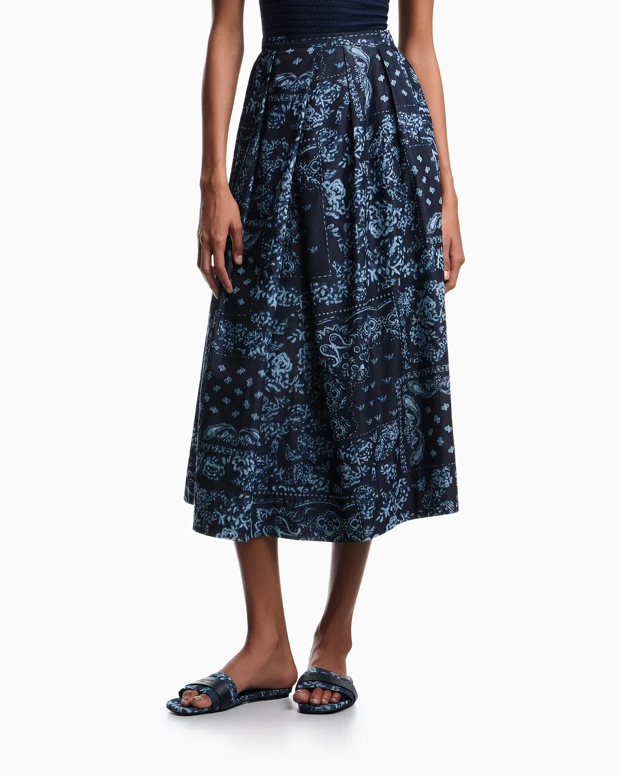 Emporio Armani Bandana print chambray skirt