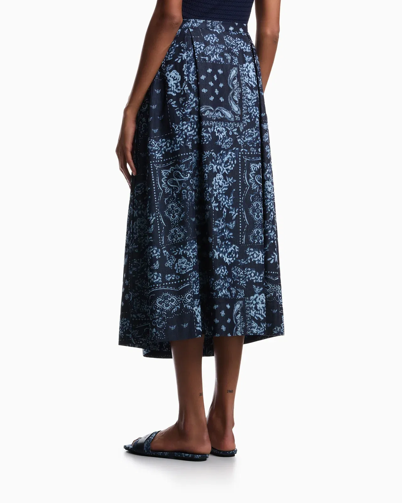 Emporio Armani Bandana print chambray skirt