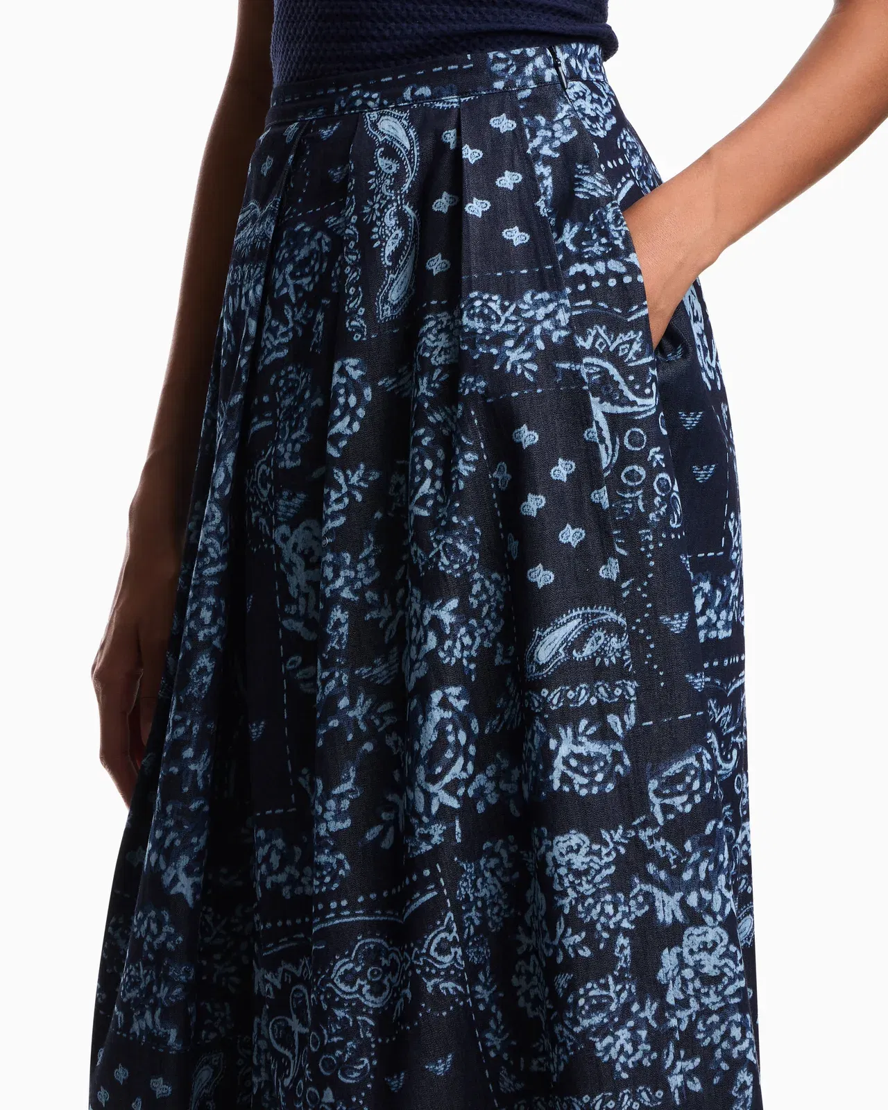 Emporio Armani Bandana print chambray skirt