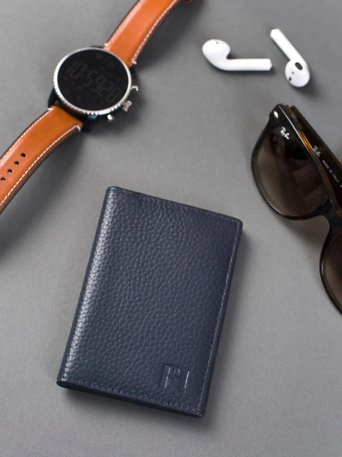 Petite Wallet, Leather With RFID Blocking | Navy