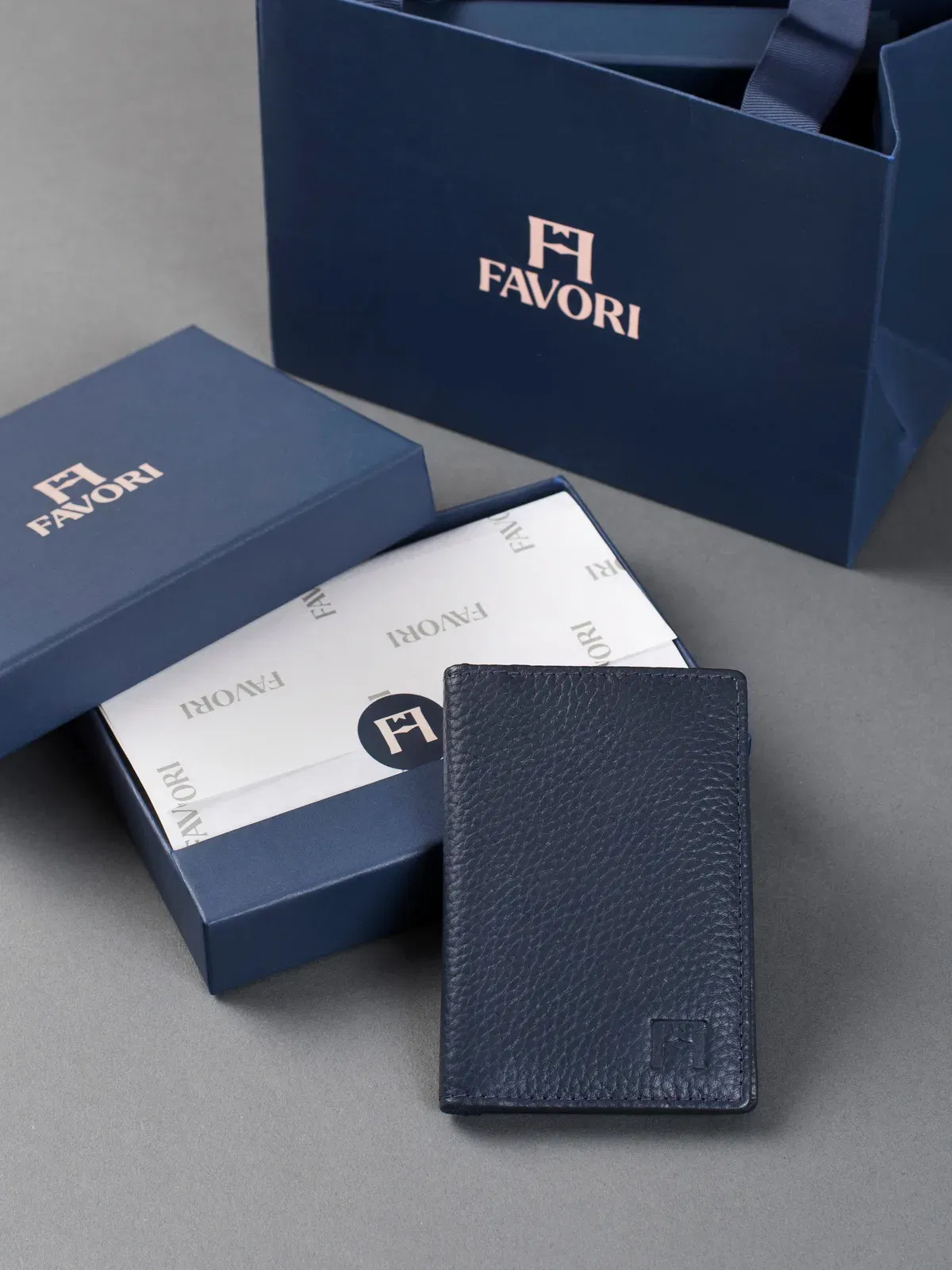 Petite Wallet, Leather With RFID Blocking | Navy