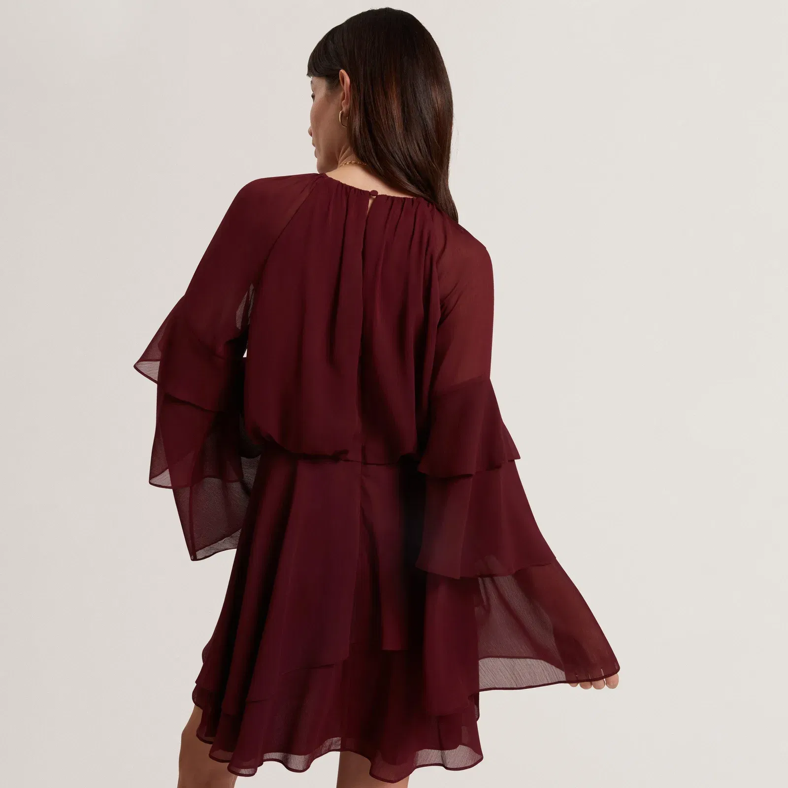 Ted Baker Frill Trim Long Sleeve Mini Dress