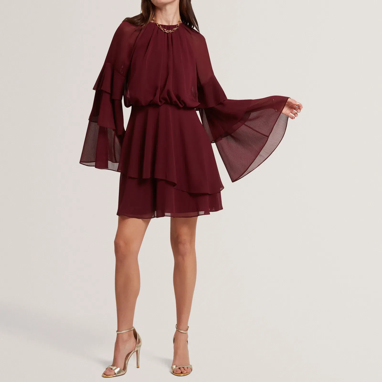 Ted Baker Frill Trim Long Sleeve Mini Dress