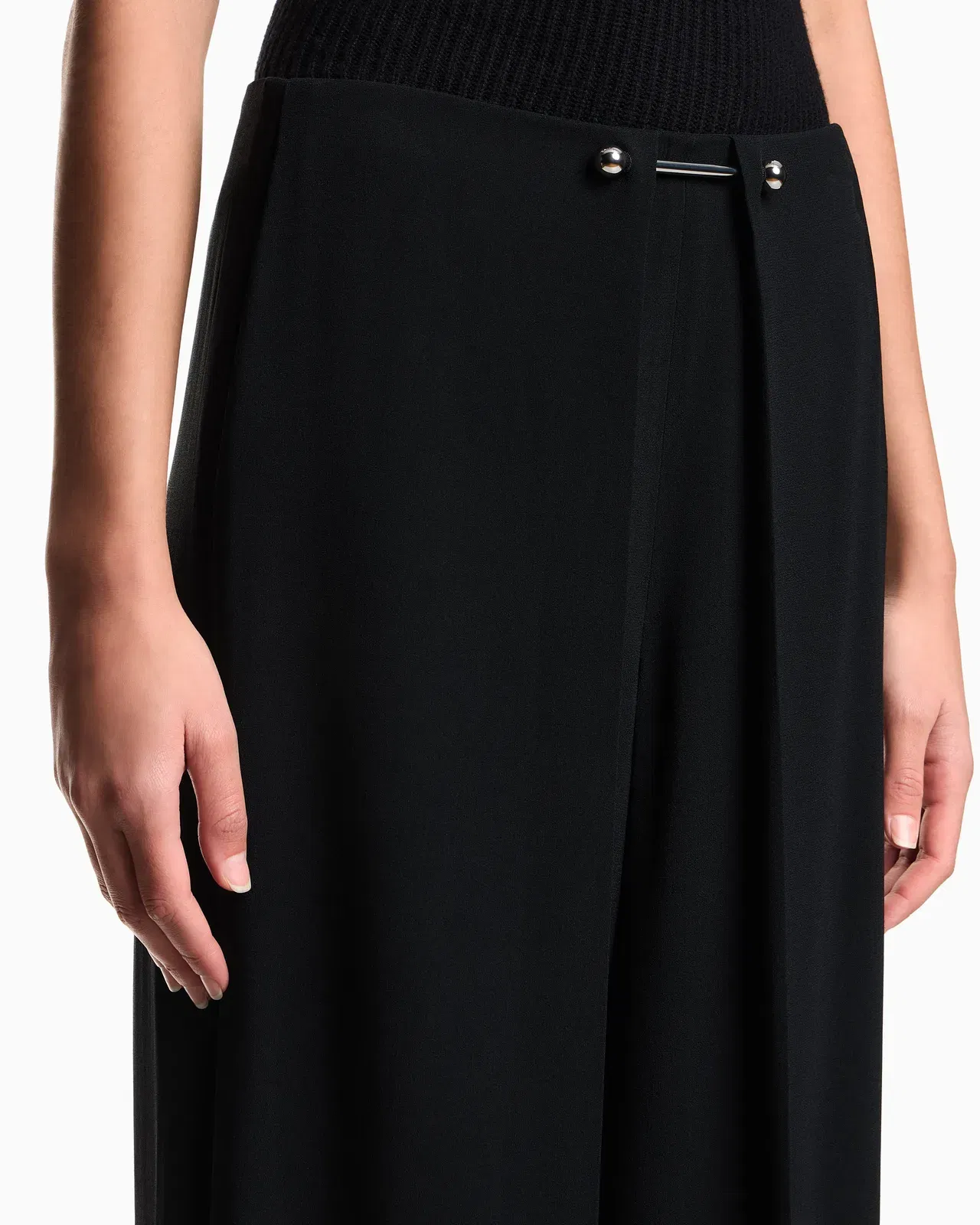 Emporio Armani Trousers with piercing closure in wide-leg satin