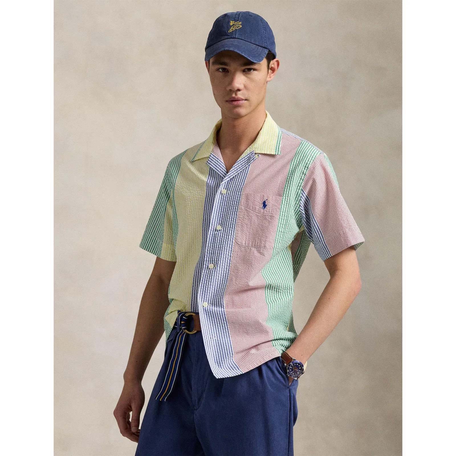 Fun Seersucker Short-Sleeve Patterned Shirt