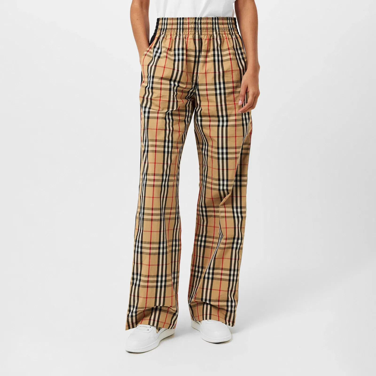 Check High Waisted Wide Leg Trousers