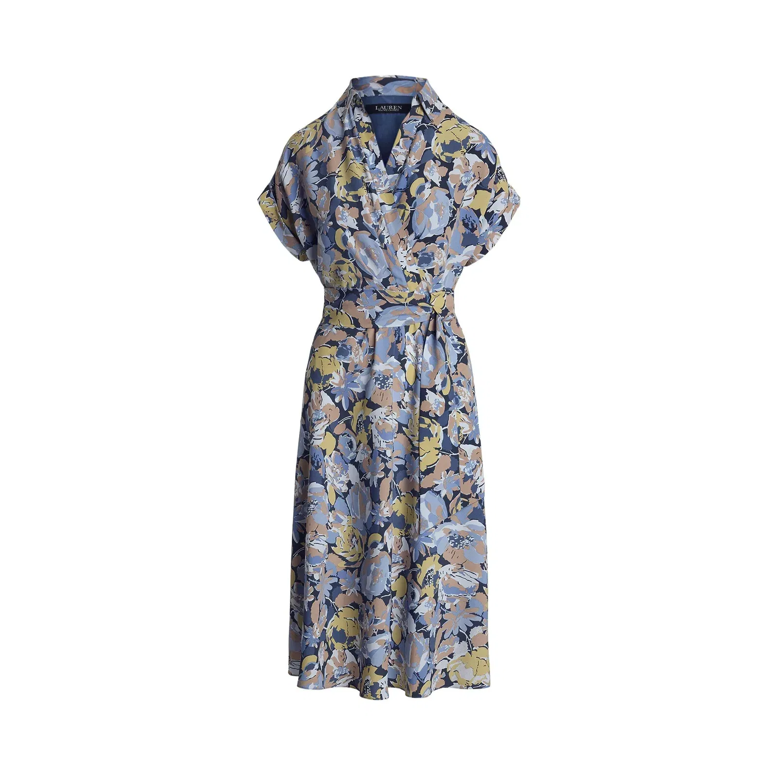 Floral Belted Crepe Dress