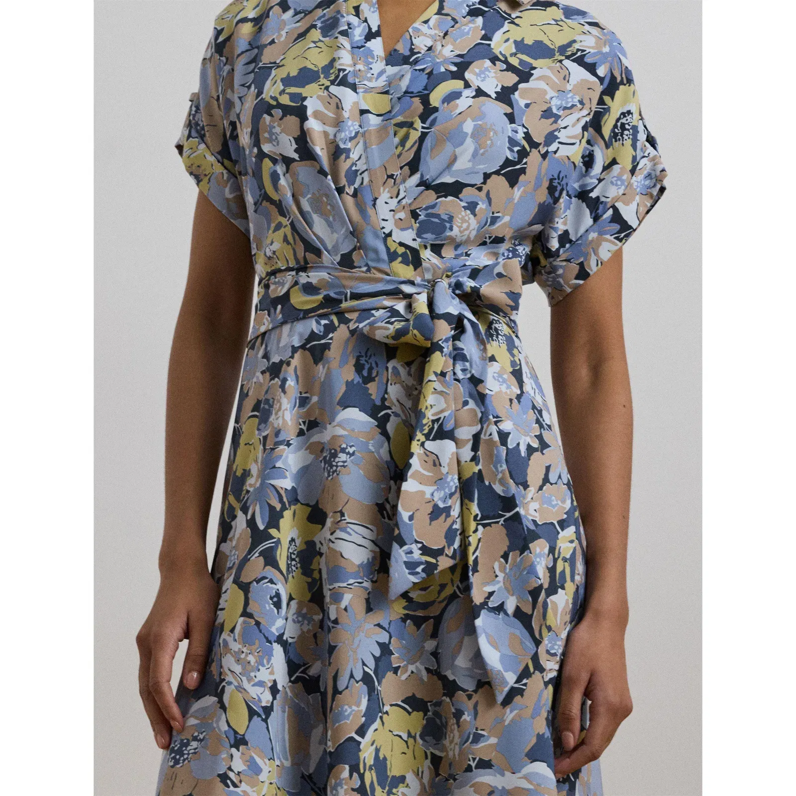 Floral Belted Crepe Dress