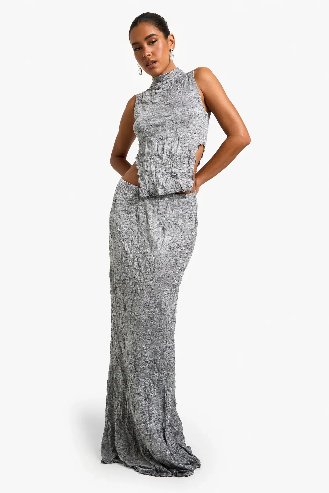 Crinkle Marl Maxi Skirt