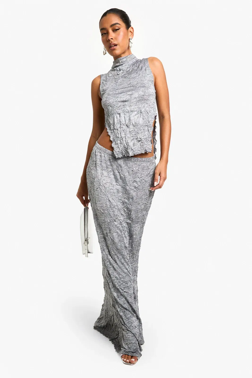 Crinkle Marl Maxi Skirt