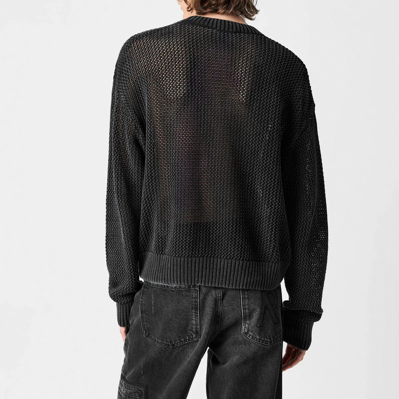 Open Gauge Knitted Lightweight Crew Neck Jumper
