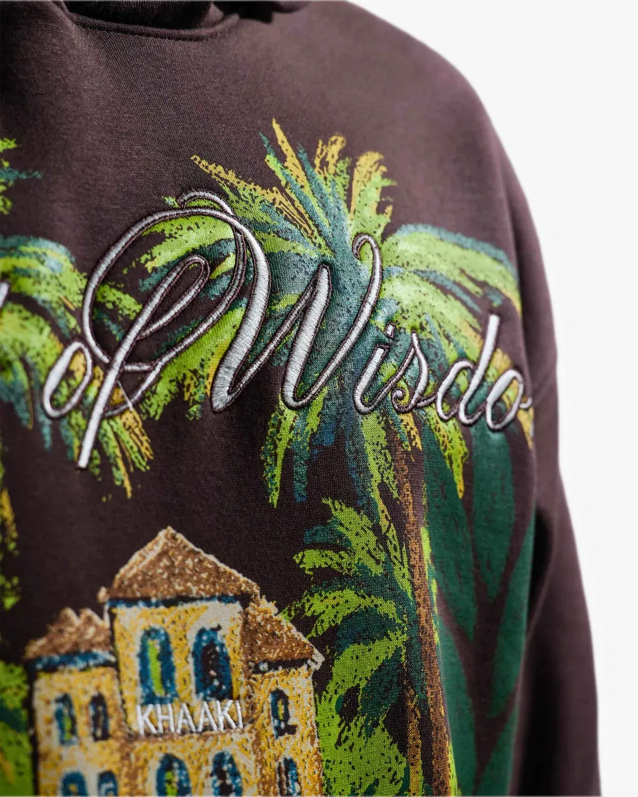 Land Of Wisdom - Coffee Printed Oversized Hoodie