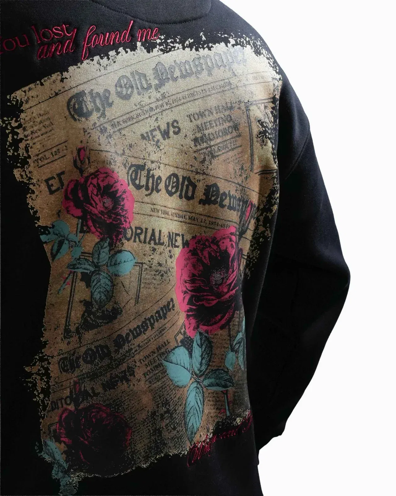 Love Me More - Black Printed Oversized Hoodie
