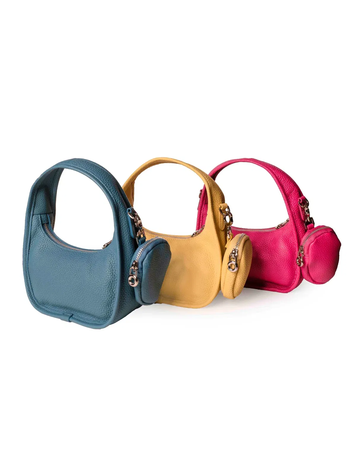 Jolie - Ladies Leather Hobo With Hanging Airpod Case | Teal Blue