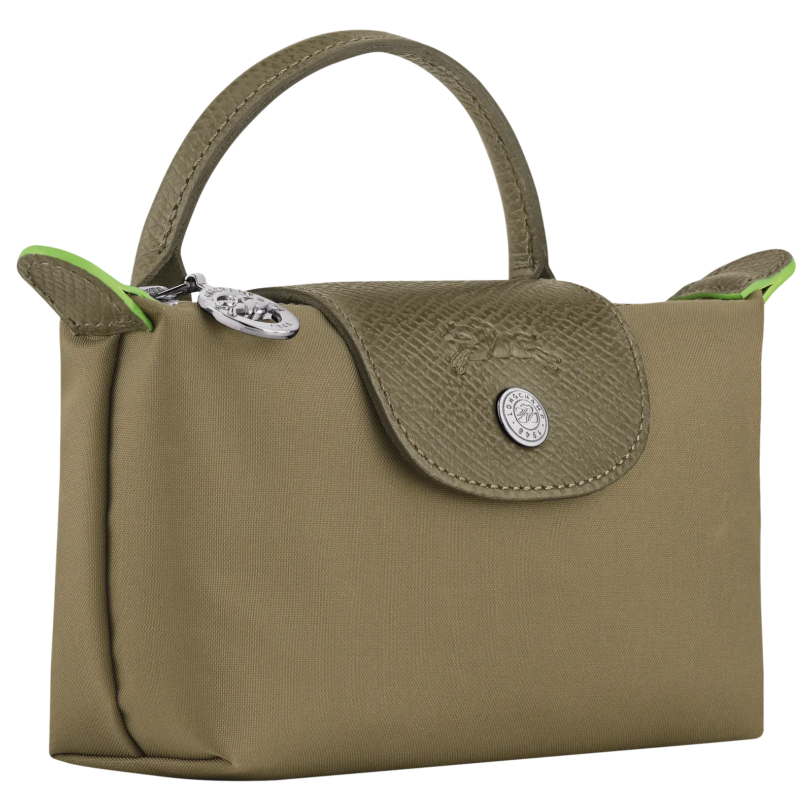 Longchamp Le Pliage Green Pouch with handle Artichoke